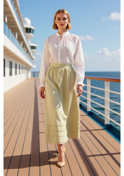 Kadın Maxi Boy Gabardin Etek Düz Desenli Geniş Kalıp Fonksiyonel Dayanıklı Kaliteli Modern