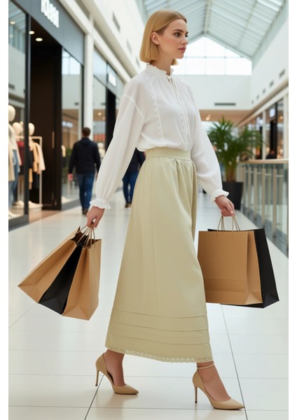 Kadın Maxi Boy Gabardin Etek Düz Desenli Geniş Kalıp Fonksiyonel Dayanıklı Kaliteli Modern modelleri