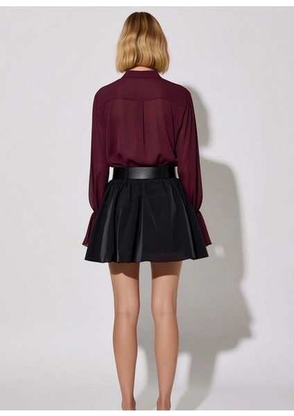 Kadın Mini Balon Etek Yüksek Bel Düz Dokuma %96 Pamuk %4 Polyester Fonksiyonel Dayanıklı Şık fırsatları