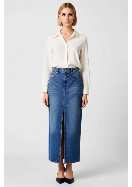 Kadın Denim Kalem Maxi Etek Yırtmaçlı Fonksiyonel Dayanıklı Kaliteli Konforlu Estetik Spor fırsatları