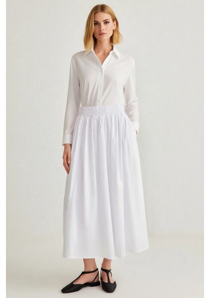 Kadın Yüksek Bel Kloş Maxi Etek Düz Terrycotton Kalıp Fonksiyonel Dayanıklı Kaliteli Rahat fırsatları