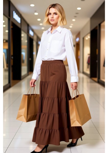 Kadın Maxi Boy Etek Normal Bel Lastikli Bel Aerobin Kumaş Fonksiyonel Dayanıklı Kaliteli Şık modelleri