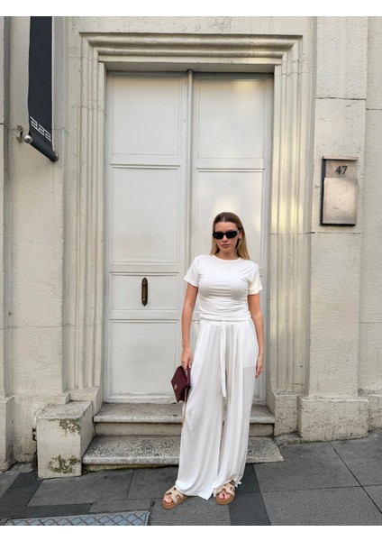 Kadın Viskon 3’lü Takım – Kimono + Beli Lastikli Salaş Pantolon + Kısa Kol (Tshirt) – 8 Renk fiyatları