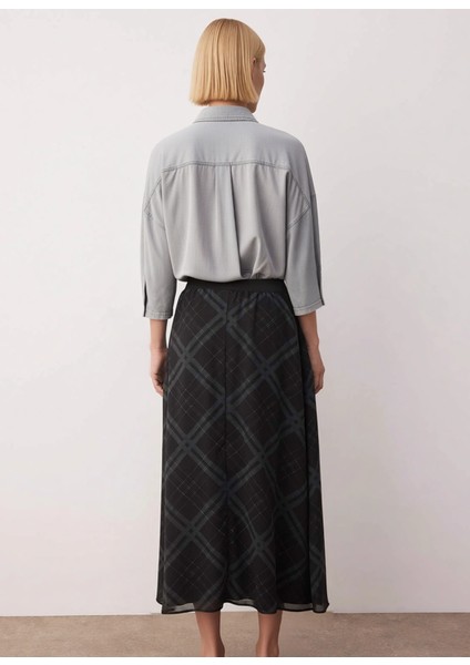 Kadın A Kesim Yüksek Bel Ekose Desenli Maxi Etek Fonksiyonel Dayanıklı Kaliteli Konforlu Şık indirimleri
