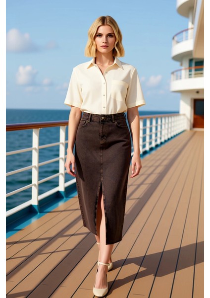 Kadın %100 Pamuk A Line Maxi Etek Fonksiyonel Dayanıklı Kaliteli Konforlu Estetik Premium Şık