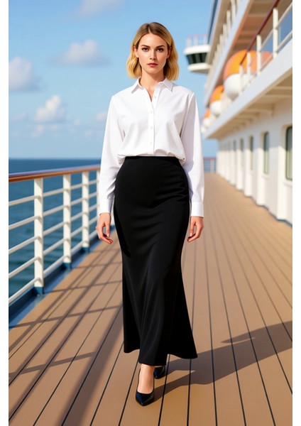 Kadın Yüksek Bel Kalem Kalıp Maxi Örme Etek Fonksiyonel Dayanıklı Kaliteli Konforlu Modern