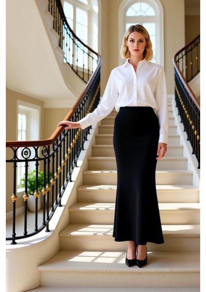 Kadın Yüksek Bel Kalem Kalıp Maxi Örme Etek Fonksiyonel Dayanıklı Kaliteli Konforlu Modern fiyatları