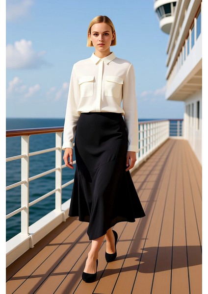 Kadın Asimetrik Kalıp Düşük Bel Maxi Boy Dokuma Etek %100 Viskoz Fonksiyonel Dayanıklı Şık