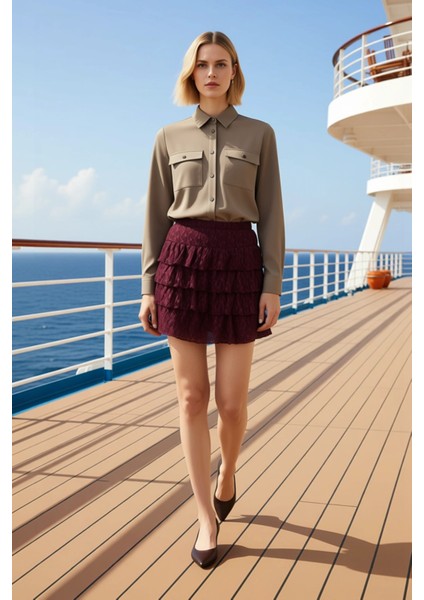 Kadın Mini Örme Dantel Etek Düz Kalıp Fonksiyonel Dayanıklı Kaliteli Konforlu Estetik Spor