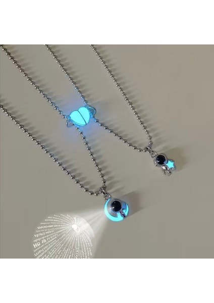 Sevgililer Gününe Özel ,sevgili Kolyesi Çift Kolyesi 100 Dilde Seni Seviyorum Kalp Ay ve Yıldız