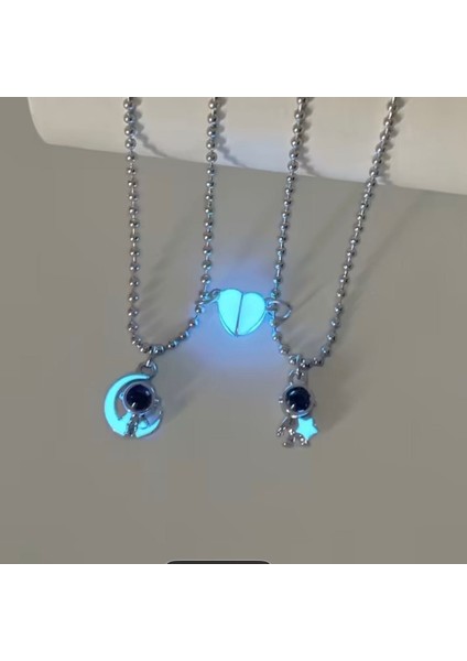 Sevgililer Gününe Özel ,sevgili Kolyesi Çift Kolyesi 100 Dilde Seni Seviyorum Kalp Ay ve Yıldız modelleri