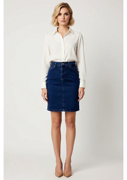 Kadın Yüksek Bel Mini Denim Etek A Kesim Kalem Kalıp Fonksiyonel Dayanıklı Kaliteli Modern fırsatları