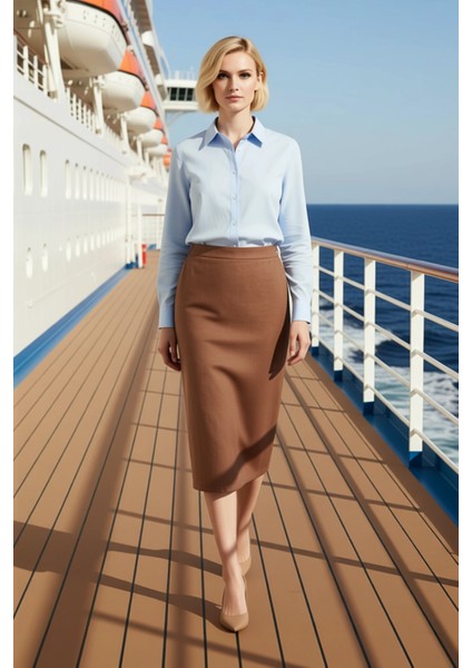 Kadın Midi Kalem Etek %100 Pamuk Düz Desen Fonksiyonel Dayanıklı Kaliteli Konforlu Estetik