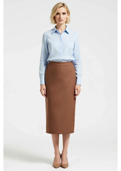 Kadın Midi Kalem Etek %100 Pamuk Düz Desen Fonksiyonel Dayanıklı Kaliteli Konforlu Estetik fırsatları