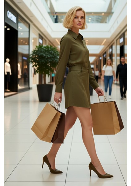 Kadın %100 Pamuk Gabardin Mini Etek Yüksek Bel Fonksiyonel Dayanıklı Kaliteli Konforlu Şık modelleri