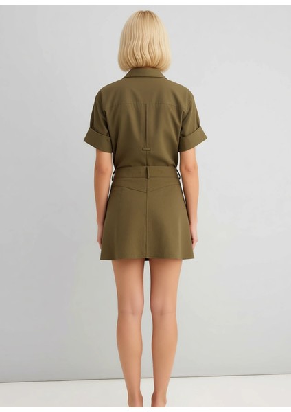 Kadın %100 Pamuk Gabardin Mini Etek Yüksek Bel Fonksiyonel Dayanıklı Kaliteli Konforlu Şık indirimleri