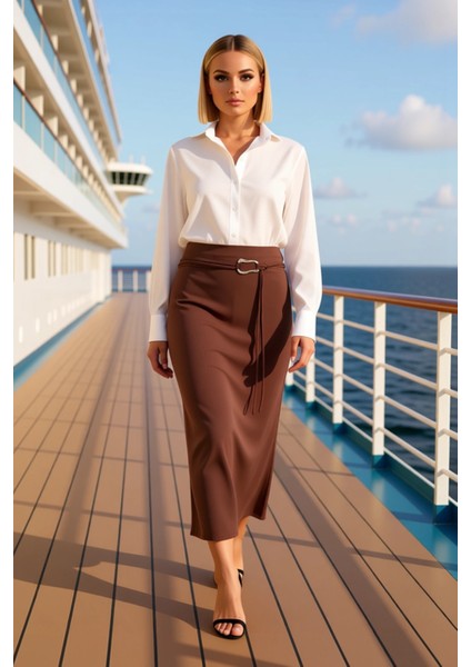 Kadın Maxi Etek Normal Bel A Kesim Düz Desenli Örme Kumaş Fonksiyonel Dayanıklı Kaliteli Şık