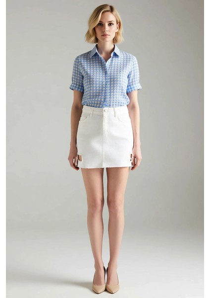 Kadın Yüksek Bel Mini Denim Etek %100 Pamuk Fonksiyonel Dayanıklı Kaliteli Konforlu Modern fırsatları