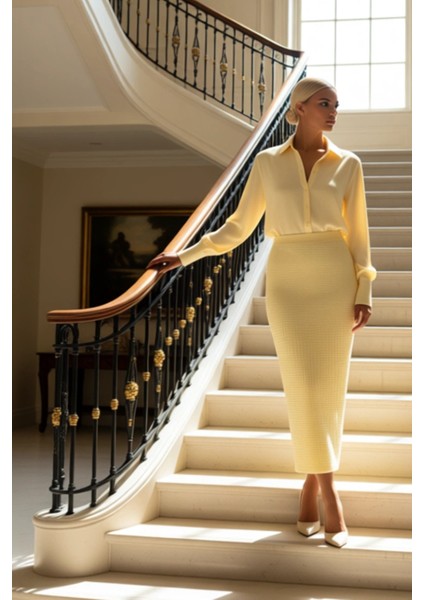 Kadın A Kesim Midi Gofre Dokuma Etek Normal Bel Fonksiyonel Dayanıklı Kaliteli Konforlu Şık fiyatları