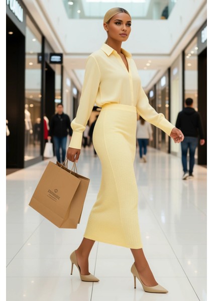 Kadın A Kesim Midi Gofre Dokuma Etek Normal Bel Fonksiyonel Dayanıklı Kaliteli Konforlu Şık modelleri