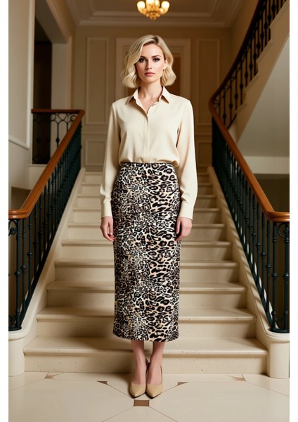 Kadın Animal Baskılı Yüksek Bel Lastikli Maxi Etek Fonksiyonel Dayanıklı Kaliteli Konforlu fiyatları