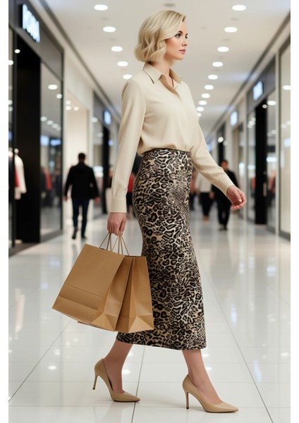 Kadın Animal Baskılı Yüksek Bel Lastikli Maxi Etek Fonksiyonel Dayanıklı Kaliteli Konforlu modelleri