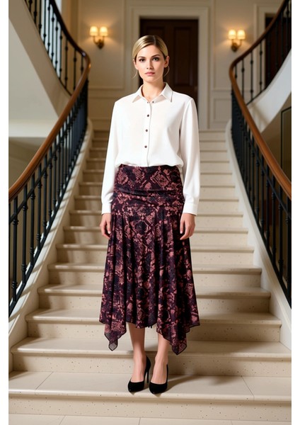 Kadın Midi Etek Yüksek Bel Skater Kalıp Asimetrik Etek Ucu Fonksiyonel Dayanıklı Kaliteli Şık fiyatları