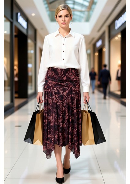 Kadın Midi Etek Yüksek Bel Skater Kalıp Asimetrik Etek Ucu Fonksiyonel Dayanıklı Kaliteli Şık modelleri