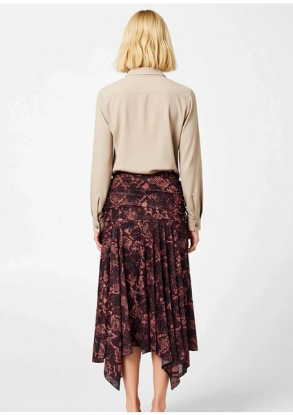 Kadın Midi Etek Yüksek Bel Skater Kalıp Asimetrik Etek Ucu Fonksiyonel Dayanıklı Kaliteli Şık indirimleri