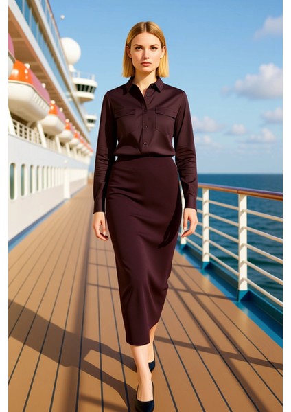 Kadın Maxi Triko Etek A Line Kalıp Orta Kalınlık Düz Desen Fonksiyonel Dayanıklı Kaliteli Şık