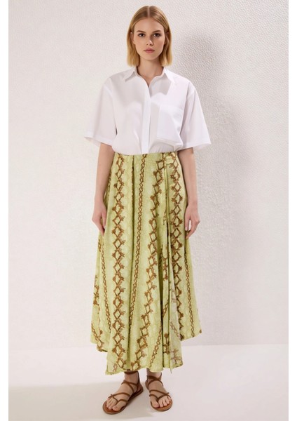 Kadın Asimetrik Yırtmaçlı Maxi Etek %100 Viskoz Fonksiyonel Dayanıklı Kaliteli Konforlu Şık fırsatları