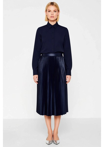 Kadın Midi Piliseli Dokuma Etek Yüksek Bel Lastikli Kalıp Fonksiyonel Dayanıklı Kaliteli Şık fırsatları