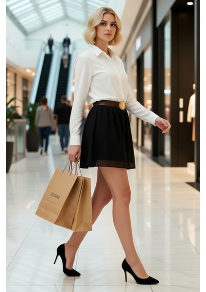 Kadın Düz Desenli A Kesim Mini Şifon Dokuma Etek Fonksiyonel Dayanıklı Kaliteli Konforlu Şık modelleri