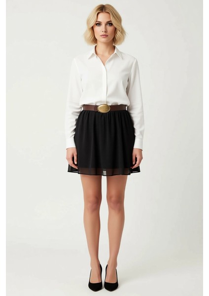 Kadın Düz Desenli A Kesim Mini Şifon Dokuma Etek Fonksiyonel Dayanıklı Kaliteli Konforlu Şık fırsatları