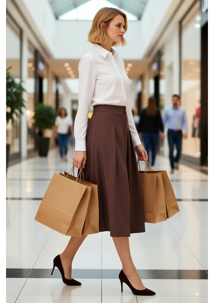 Kadın Yüksek Bel Pileli Maxi Etek Fonksiyonel Dayanıklı Kaliteli Konforlu Estetik Premium Şık modelleri