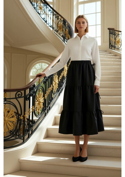 Kadın Maxi Boy Dokuma Etek Beli Lastikli Kurdele Detaylı Fonksiyonel Dayanıklı Kaliteli Şık fiyatları