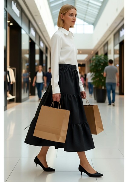 Kadın Maxi Boy Dokuma Etek Beli Lastikli Kurdele Detaylı Fonksiyonel Dayanıklı Kaliteli Şık modelleri