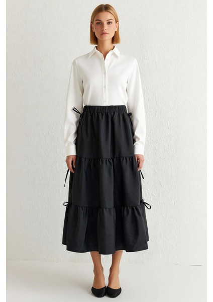 Kadın Maxi Boy Dokuma Etek Beli Lastikli Kurdele Detaylı Fonksiyonel Dayanıklı Kaliteli Şık fırsatları