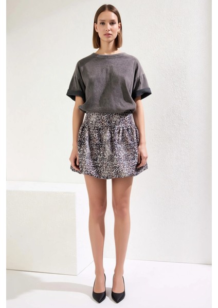 Kadın Mini Etek Balon Kalıp Dokuma Animal Desen Fonksiyonel Dayanıklı Kaliteli Konforlu Şık fırsatları