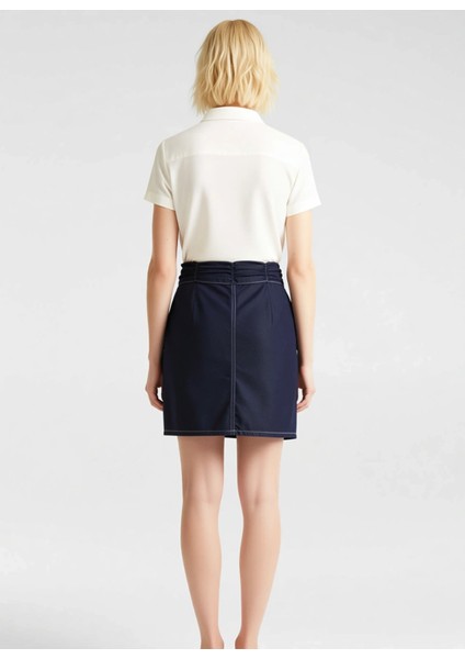 Kadın Yüksek Bel Büzgülü Mini Denim Etek %100 Pamuk Fonksiyonel Dayanıklı Kaliteli Estetik indirimleri