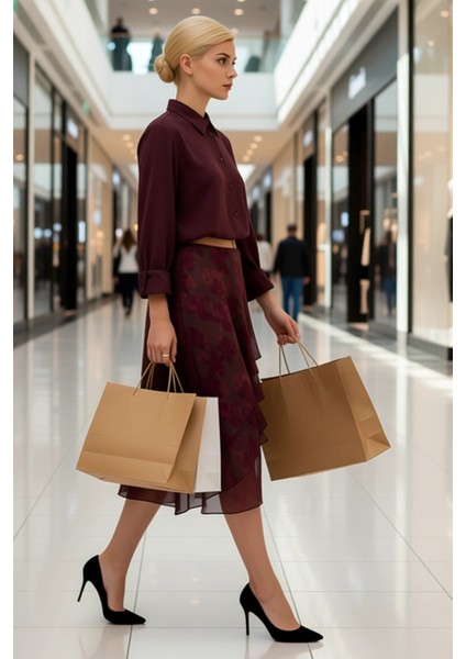 Kadın A Line Midi Etek Fırfırlı Asimetrik Kesim %94 Polyester %6 Elastan Fonksiyonel Rahat modelleri