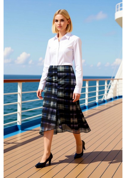 Kadın Yüksek Bel Balık Kalıp Midi Etek %94 Polyester %6 Elastan Fonksiyonel Dayanıklı Spor