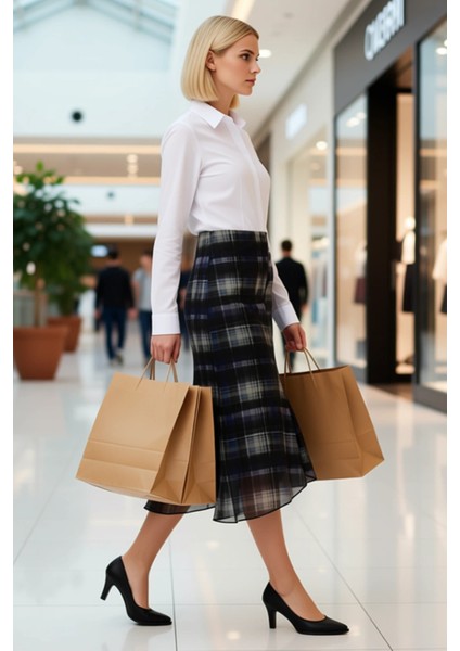 Kadın Yüksek Bel Balık Kalıp Midi Etek %94 Polyester %6 Elastan Fonksiyonel Dayanıklı Spor modelleri