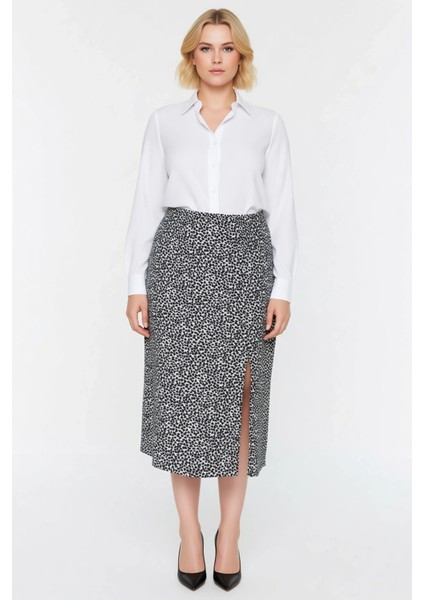 Kadın A Kesim Yüksek Bel Midi Dokuma Etek %100 Viskoz Çiçek Desenli Fonksiyonel Dayanıklı Şık fırsatları