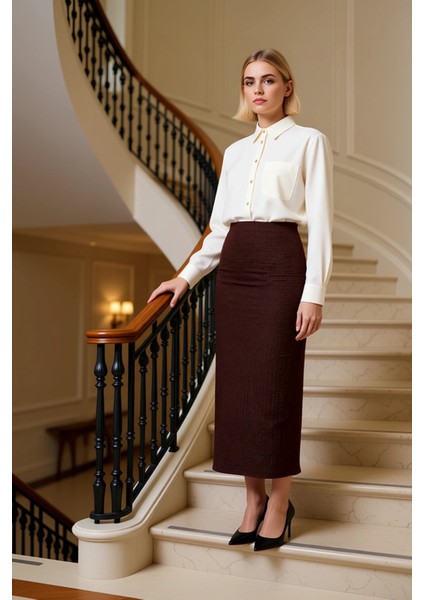 Kadın A Kesim Midi Gofre Dokuma Etek Normal Bel Fonksiyonel Dayanıklı Kaliteli Konforlu Şık fiyatları