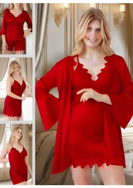 Pierre Paris Ipek Saten 6'lı Kısa Gecelik ve Sabahlık Çeyiz Seti fiyatları