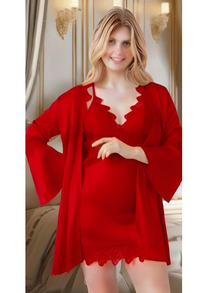 Pierre Paris Ipek Saten 6'lı Kısa Gecelik ve Sabahlık Çeyiz Seti modelleri