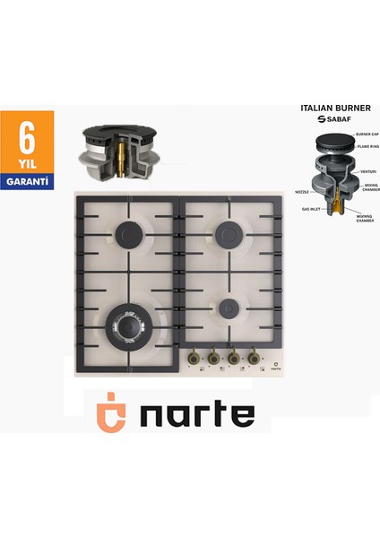 CR50060C Rustik Krem Ankastre Ocak- 6 Yıl Garantili fiyatları