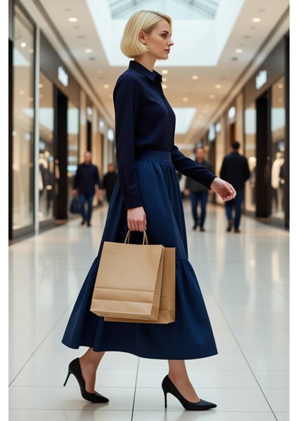 Kadın Kloş Maxi Boy Etek Yüksek Bel Kemerli %84 Polyester %16 Pamuk Fonksiyonel Dayanıklı Şık modelleri