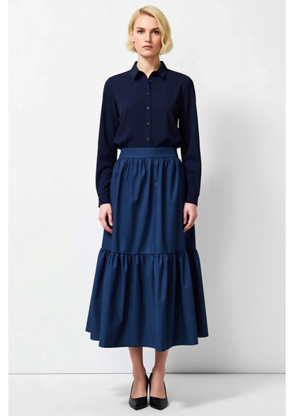 Kadın Kloş Maxi Boy Etek Yüksek Bel Kemerli %84 Polyester %16 Pamuk Fonksiyonel Dayanıklı Şık fırsatları